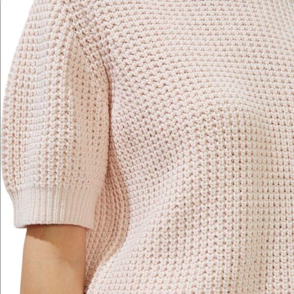 FRENCH CONNECTION Luna Short Sleeve Waffle Knit Sweater Pink, Large (10/12) NWT - Picture 3 of 13